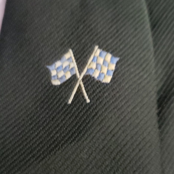 VINTAGE Lee Martin Race Cars Flags Mens Tie - Picture 6 of 6